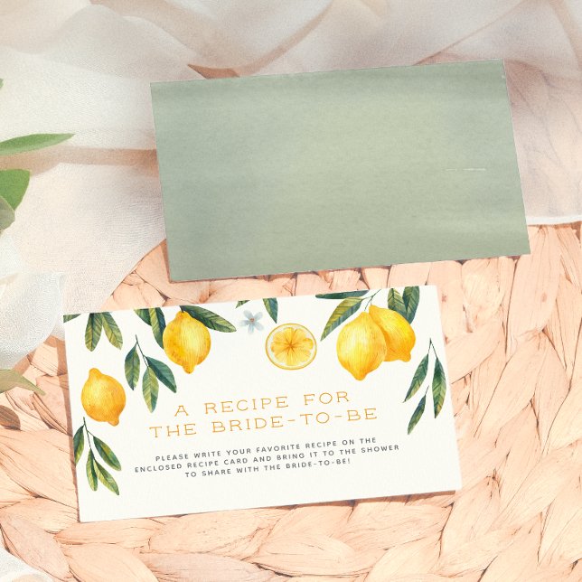 Tarjeta De Recepción Receta de Main Squeeze Lemon para la despedida de  (Subido por el creador)