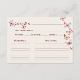 Tarjeta De Recepción Receta de mariposa boho Ducha de novia