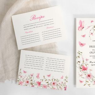 Tarjeta De Recepción Receta de mariposas Flora Bridal Shower