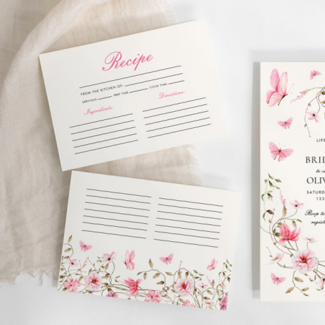 Tarjeta De Recepción Receta de mariposas Flora Bridal Shower (Subido por el creador)