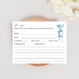 Tarjeta De Recepción Receta de Martini Azul de Doble Cara para Despedid
