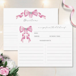 Tarjeta De Recepción Receta de Moda de Bow Rosado Glam Bridal Shower