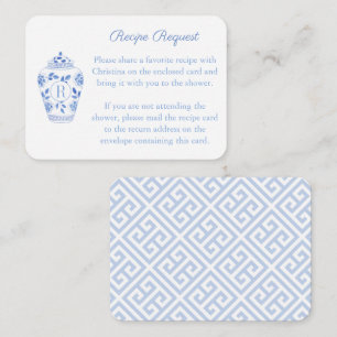 Tarjeta De Recepción Receta de Monograma Ginger Jar solicitud ducha de