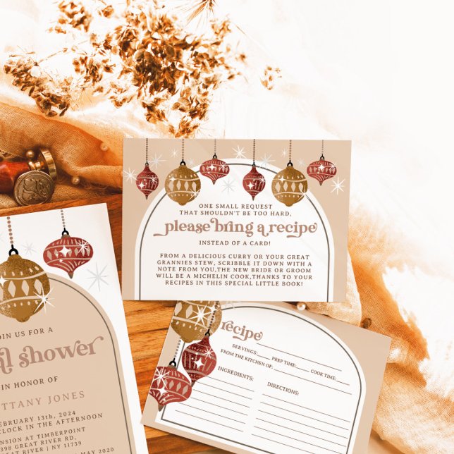 Tarjeta De Recepción Receta de Navidades de ornamentos retro bauble (Subido por el creador)