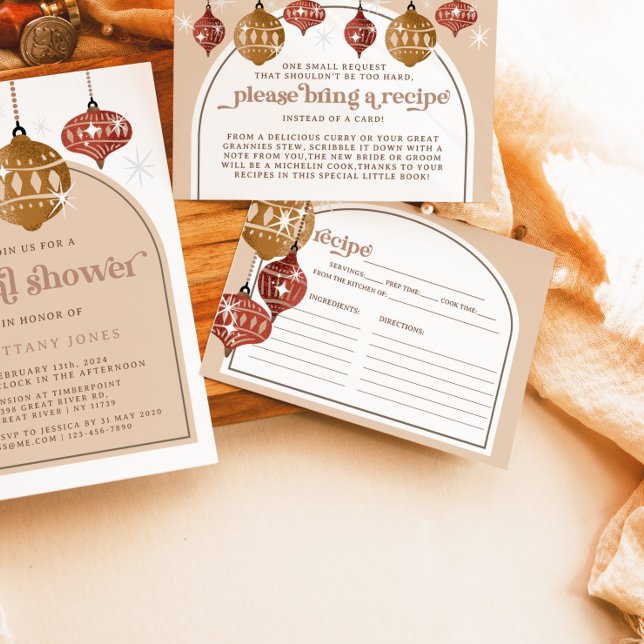 Tarjeta De Recepción Receta de Navidades de ornamentos retro bauble (Subido por el creador)