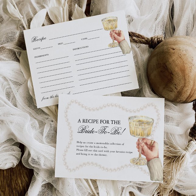 Tarjeta De Recepción Receta de Pearls & Prosecco Elegante Bridal Shower (Subido por el creador)