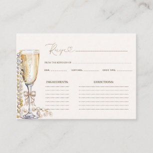 Tarjeta De Recepción Receta de Pearls y Prosecco Bridal Shower
