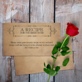 Tarjeta De Recepción Receta de pergamino antiguo rústico vintage para l