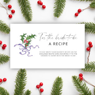 Tarjeta De Recepción Receta de rama de acebo invernal para la futura no