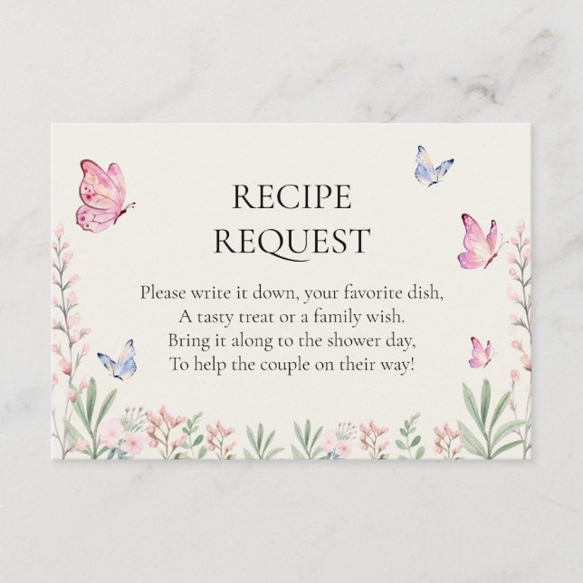 Tarjeta De Recepción Receta de receta de mariposas modernas para duchas (Anverso)
