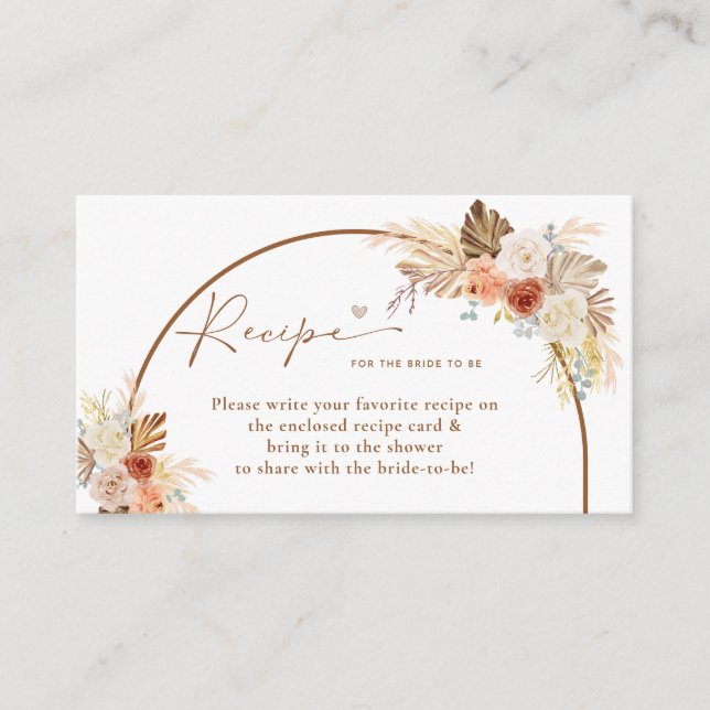 Tarjeta De Recepción Receta de recetas rusas de Boho Arch Pampas (Anverso)