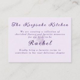 Tarjeta De Recepción Receta de recuerdo para despedida de soltera con a