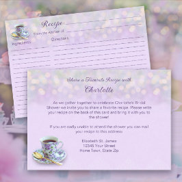 Tarjeta De Recepción Receta de té vintage de fiesta de novia Lila