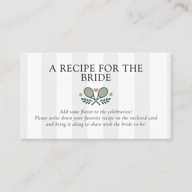 Tarjeta De Recepción Receta de tenis de pareja perfecta solicitud ducha (Anverso)