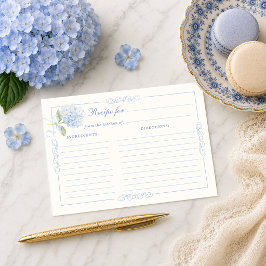 Tarjeta De Recepción Receta de Torta de Cumpleaños de Hydrangea Azul El