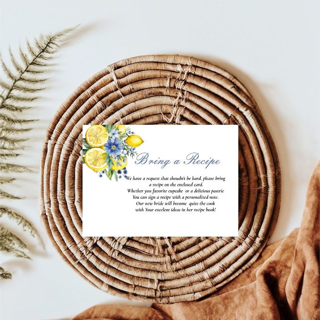 Tarjeta De Recepción Receta del libro floral azul limón para la novia (Subido por el creador)