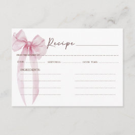 Tarjeta De Recepción Receta Despedida de Soltera con Lazo Rosa