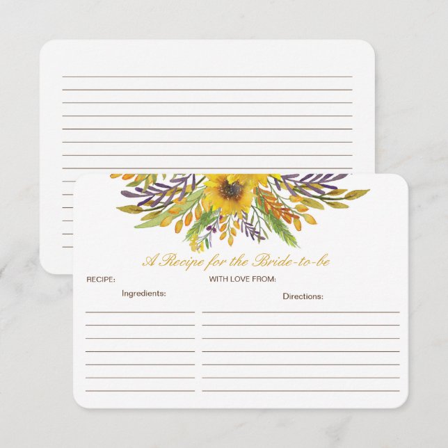 Tarjeta De Recepción Receta editable para la futura carta de novias (Anverso / Reverso)