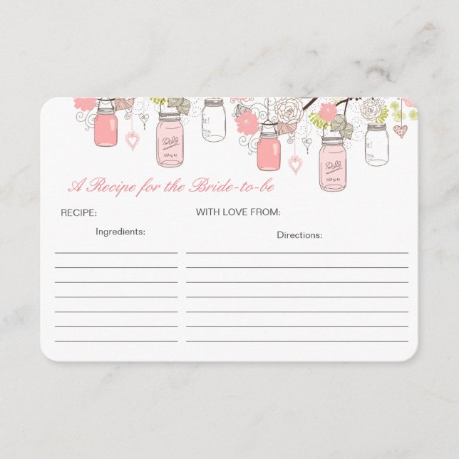 Tarjeta De Recepción Receta editable para la futura carta de novias (Anverso)