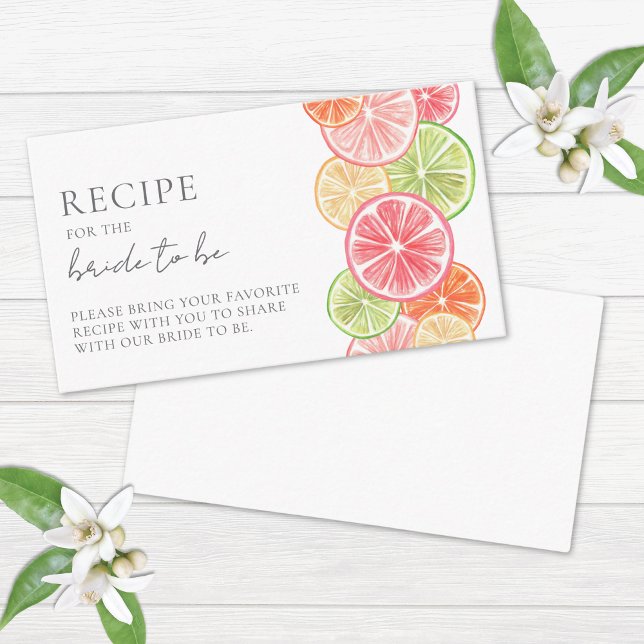 Tarjeta De Recepción Receta Elegante Citrus Bridal Shower (Recipe Elegant Citrus Bridal Shower Enclosure Card )