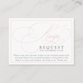 Tarjeta De Recepción Receta elegante de caligrafía rosa para la novia