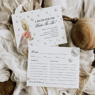 Tarjeta De Recepción Receta elegante de Pearls & Prosecco Bridal Shower
