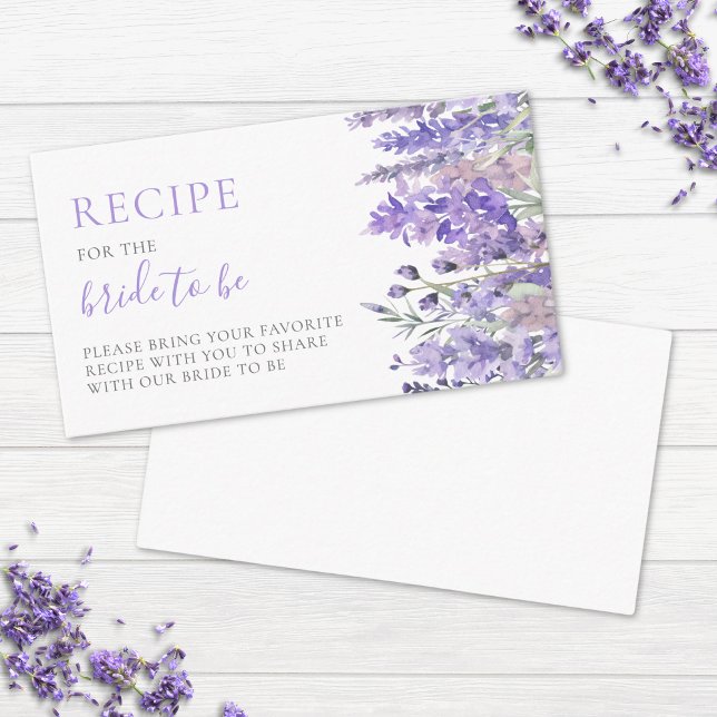Tarjeta De Recepción Receta Elegante Lavanda Floral Bridal Ducha (Recipe Elegant Lavender Floral Bridal Shower Enclosure Card)