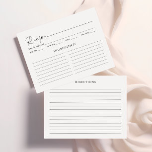 Tarjeta De Recepción Receta elegante manuscrita manuscrita de ducha de