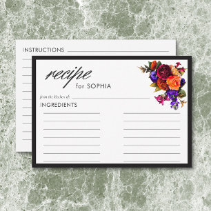 Tarjeta De Recepción Receta elegante Moody Vibrant Harvest Floral Showe