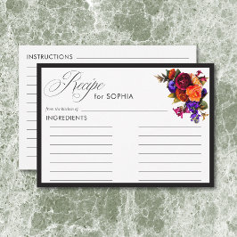 Tarjeta De Recepción Receta elegante Moody Vibrant Harvest Floral Showe