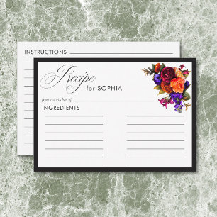 Tarjeta De Recepción Receta elegante Moody Vibrant Harvest Floral Showe