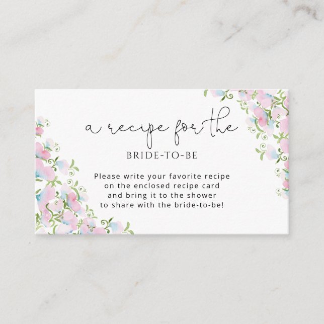 Tarjeta De Recepción Receta elegante para la futura novia (Anverso)