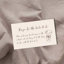 Tarjeta De Recepción Receta Espresso Martini Bridal Shower para novia