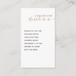 Tarjeta De Recepción Receta estética elegante clásica GoldBridal Shower