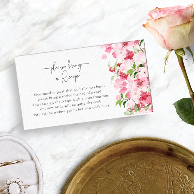 Tarjeta De Recepción Receta floral (Red and Pink Roses Floral Recipe Enclosure Card for Bridal Shower by Painted Paperie
)