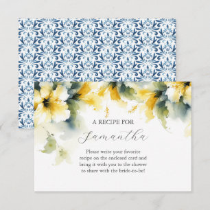 Tarjeta De Recepción Receta Floral Amarilla Hibiscus Para La Novia