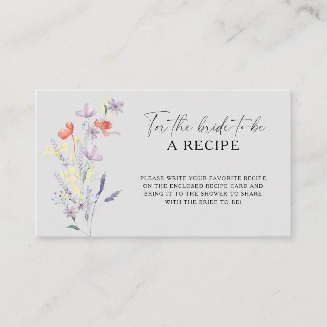 Tarjeta De Recepción Receta floral boho para la futura novia (Anverso)