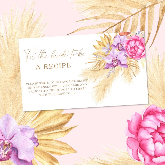 Tarjeta De Recepción Receta floral de Pampas boho para la futura novia (Subido por el creador)
