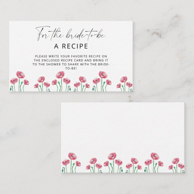 Tarjeta De Recepción Receta floral para la futura novia  (Anverso / Reverso)