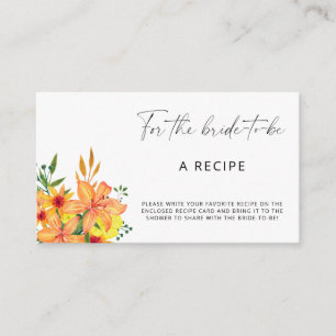 Tarjeta De Recepción Receta floral para que la novia sea