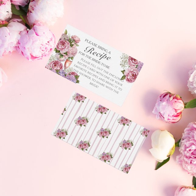 Tarjeta De Recepción Receta Floral Solicitud de inscripción de ducha de (Floral Recipe Request Bridal Shower Enclosure)