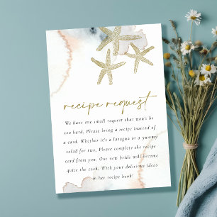 Tarjeta De Recepción Receta Gold Blue Starfish Solicitar Ducha de Novia