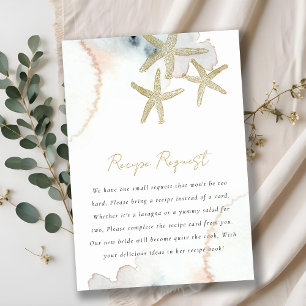 Tarjeta De Recepción Receta Gold Blue Starfish Solicitar Ducha de Novia
