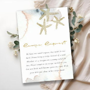 Tarjeta De Recepción Receta Gold Blue Starfish Solicitar Ducha de Novia
