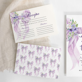 Tarjeta De Recepción Receta Lilac Bow Bridal Shower