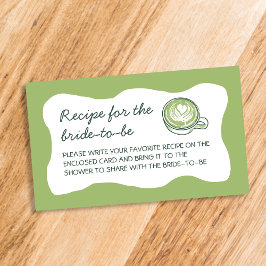 Tarjeta De Recepción Receta Matcha Té Verde Mano Drenar Ducha Bridal