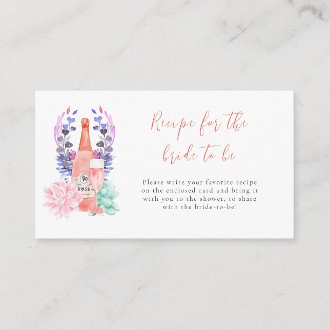 Tarjeta De Recepción Receta moderna de Petals y Prosecco Ducha Bridal (Anverso)