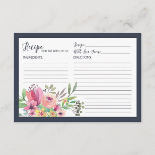 Tarjeta De Recepción Receta nupcial de la ducha para que novia sea