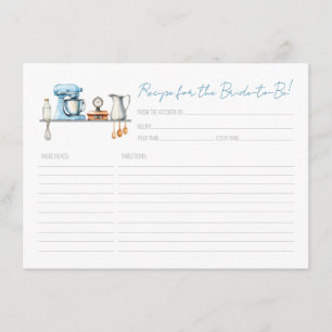 Tarjeta De Recepción Receta para la novia en la cocina Desayuno nupcial