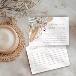 Tarjeta De Recepción Receta para la Novia Floral Boho
